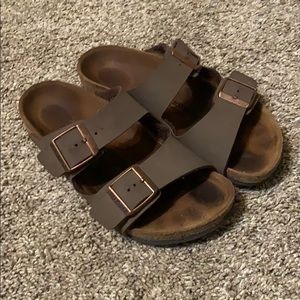 Brown leather Birkenstock’s
